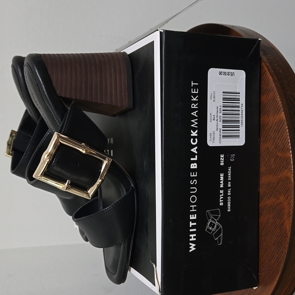 WHITE HOUSE BLACK MARKET BAMBOO BLACK SLIDE SANDAL SANDALS 6.5 W/ BOX - Picture 6 of 10